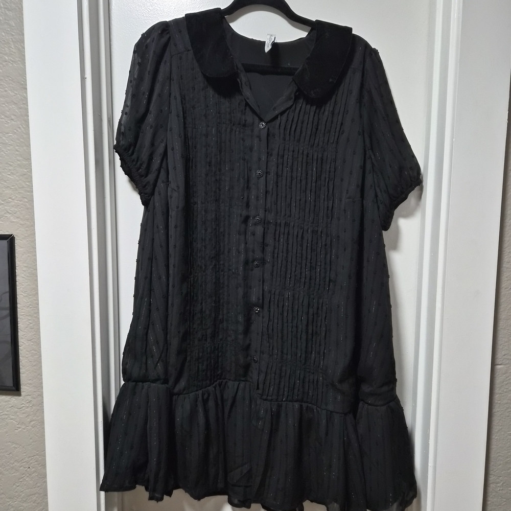 Black Torrid Button-Up Dress with Ruffle Hem